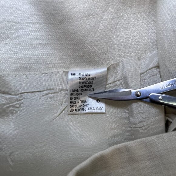 Antonio Melani linen blend lined cream pencil skirt womens size 8 - Picture 5 of 9